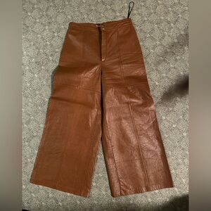 Saint Laurent Rich Brown Leather culotte Pants